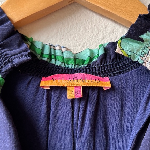 VILAGALLO 30145 NAVY BRISVANE PRINT VESTIDO CHERRYL DRESS Sz 8 - Picture 10 of 15